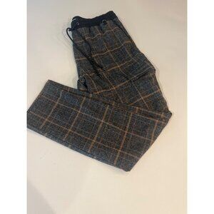 Plaid Elastic Waist Drawstring Pants With D-Ring Detail